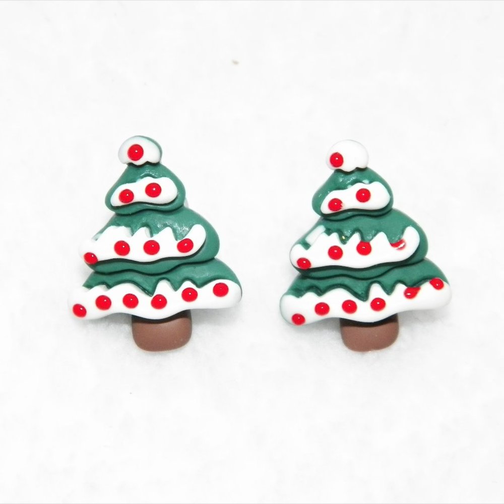 Christmas Tree Stud Earrings 3D Chunky